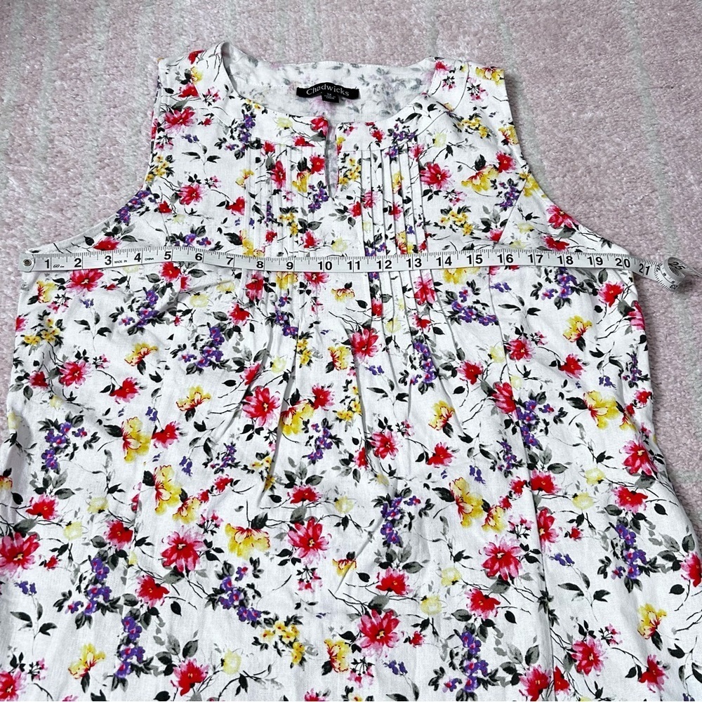 Chadwicks Floral Sleeveless Linen Blend Knee Length Dress Size 1X Summer Cruise - Picture 8 of 12
